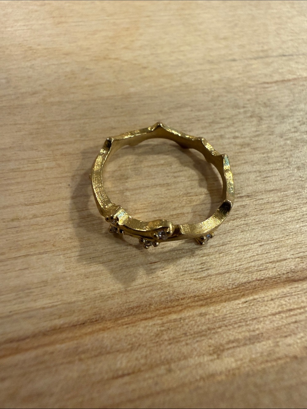 Gold Tone Branch-Style Stackable Ring with Sparkly Accents